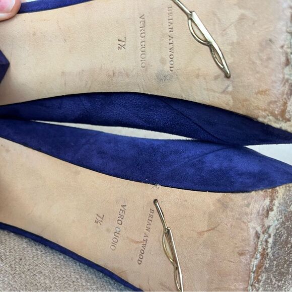Brian Atwood Suede Peep Toe Platform Pumps in Royal Indigo size 7 1/2 - Picture 9 of 12